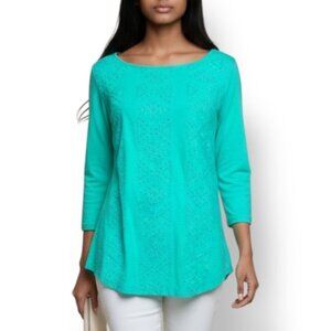 4/$20 GAP Teal Eyelet Long Sleeve Top | Small